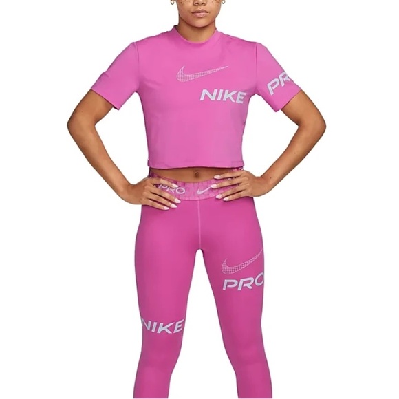Nike Pro Dri-FIT Short Sleeve Crop Top - Picture 2 of 7